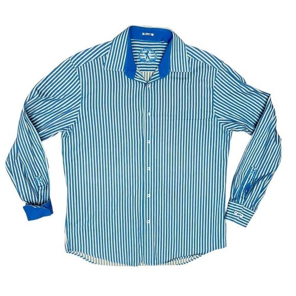 Bugatchi Shirt Set/2 Stripes & Houndstooth Buttons Down Long Sleeve Flip Cuff L - Picture 2 of 15